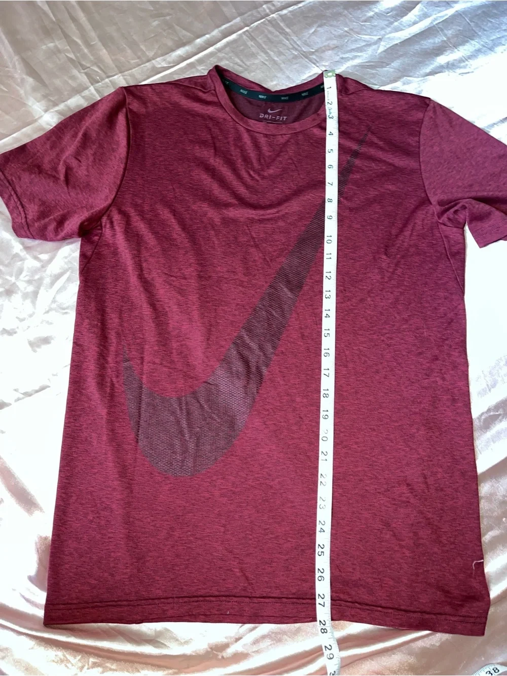 Nike Maroon Short Sleeve Dri-FIT Tee with Large Swoosh